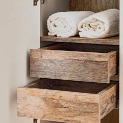 Garnero Arredamenti Mobile Bagno Sospeso-Mobile bagno sospeso 60cm con lavabo, mobile specchio e colonna grigio quercia Serif