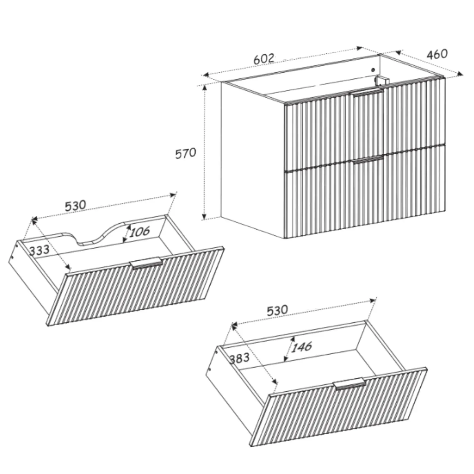 Garnero Arredamenti Mobile Bagno Sospeso-Mobile bagno sospeso 80cm cm con lavabo, specchio, colonna e cubotti quercia antracite Limpid