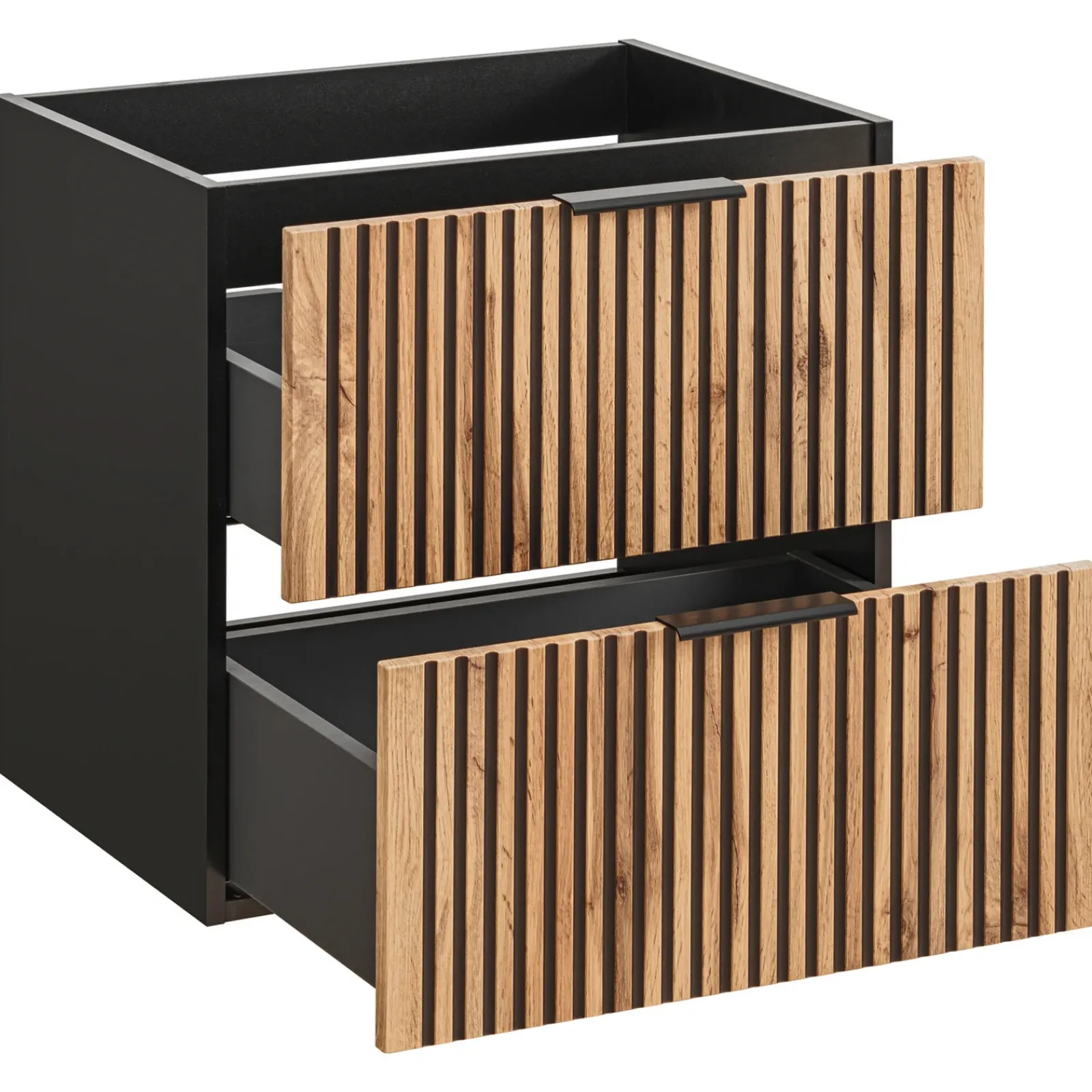 Garnero Arredamenti Mobile Bagno Sospeso-Mobile bagno sospeso 80cm cm con lavabo, specchio, colonna e cubotti quercia antracite Limpid