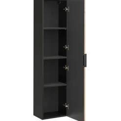 Garnero Arredamenti Mobile Bagno Sospeso-Mobile bagno sospeso 80cm cm con lavabo, specchio, colonna e cubotti quercia antracite Limpid