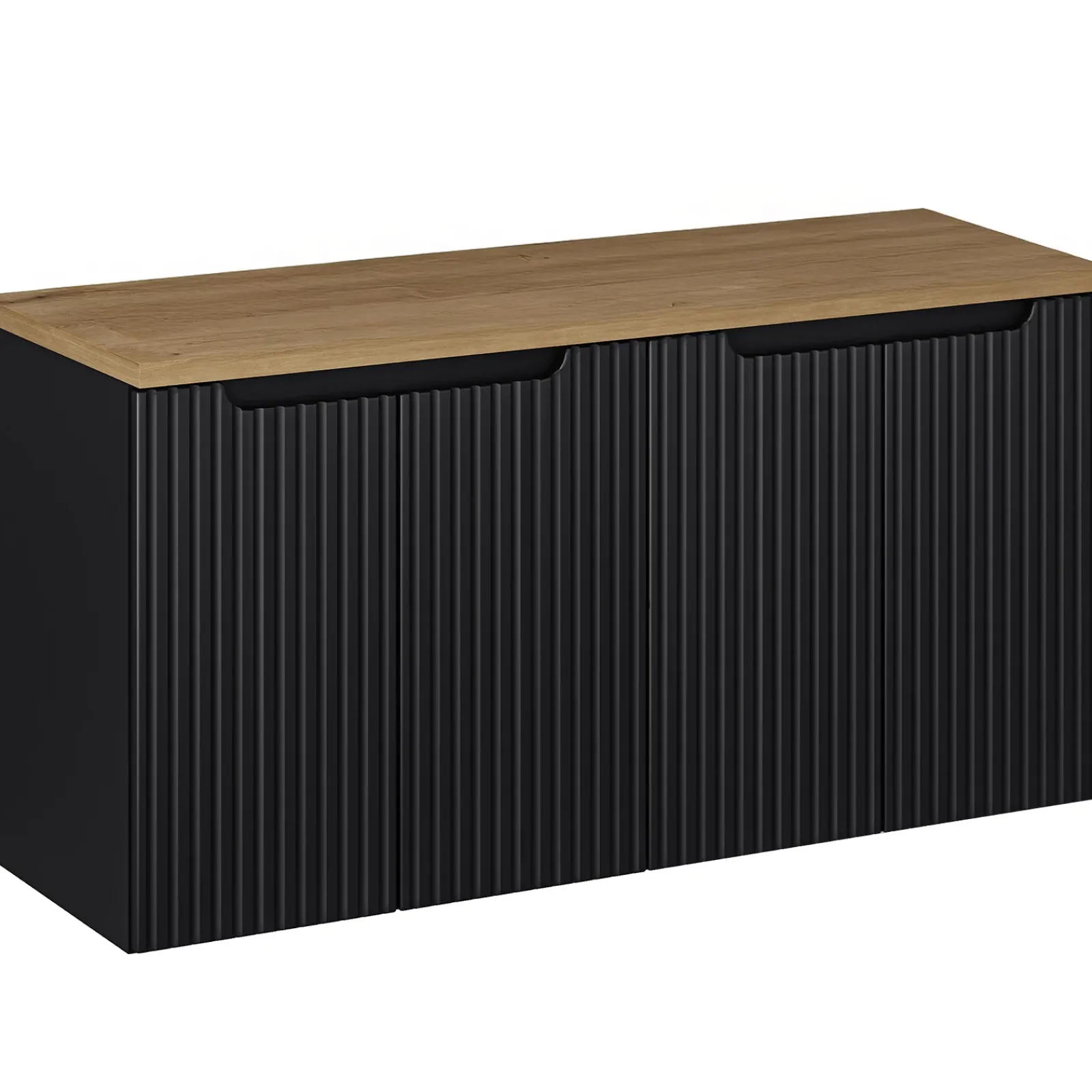 Garnero Arredamenti Mobile Bagno Sospeso-Mobile bagno sospeso 120cm cannettato 4 ante nero rovere Cleany