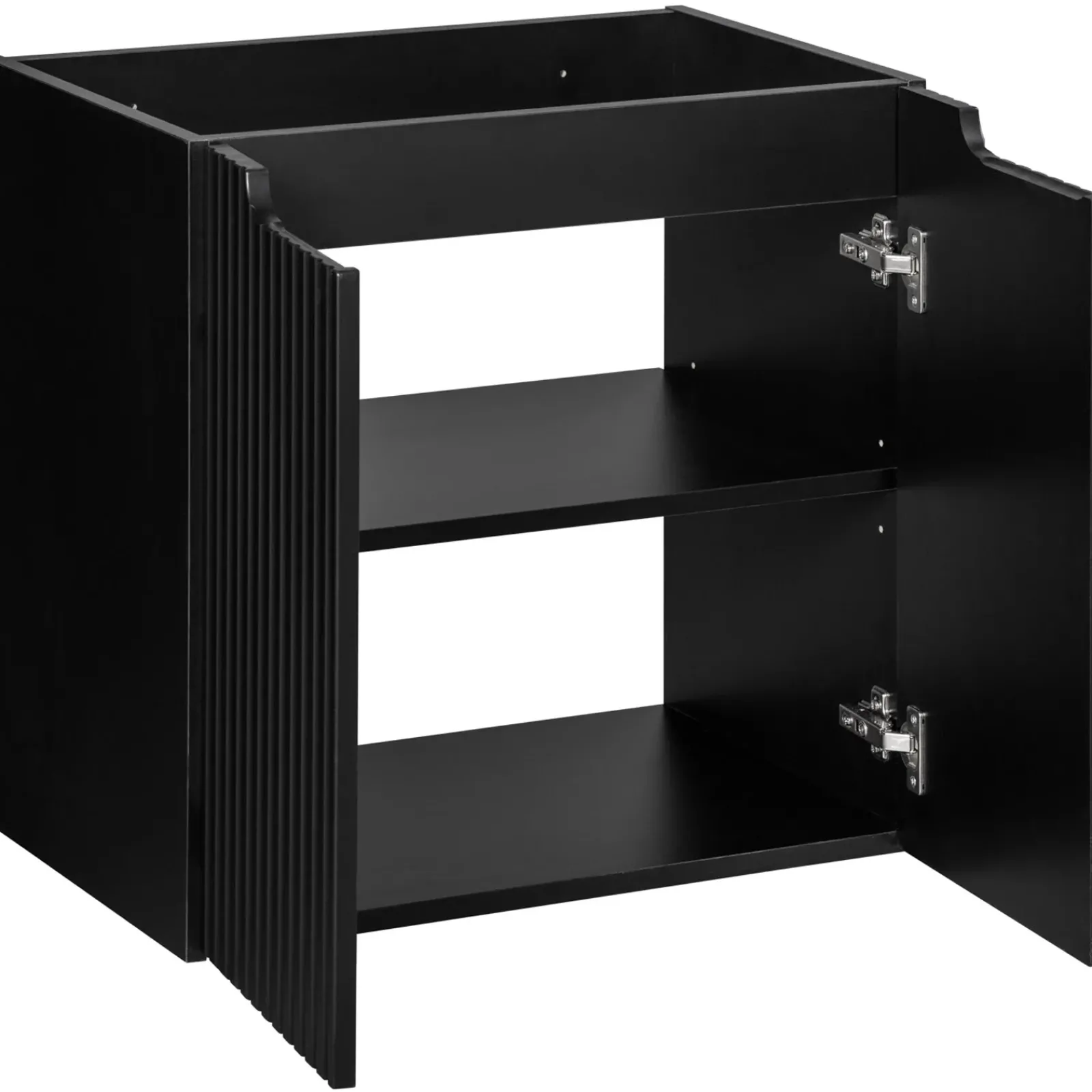 Garnero Arredamenti Mobile Bagno Sospeso-Mobile bagno sospeso 120cm cannettato 4 ante nero rovere Cleany