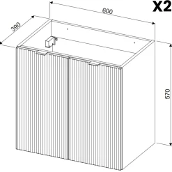 Garnero Arredamenti Mobile Bagno Sospeso-Mobile bagno sospeso 120cm cannettato 4 ante nero rovere Cleany