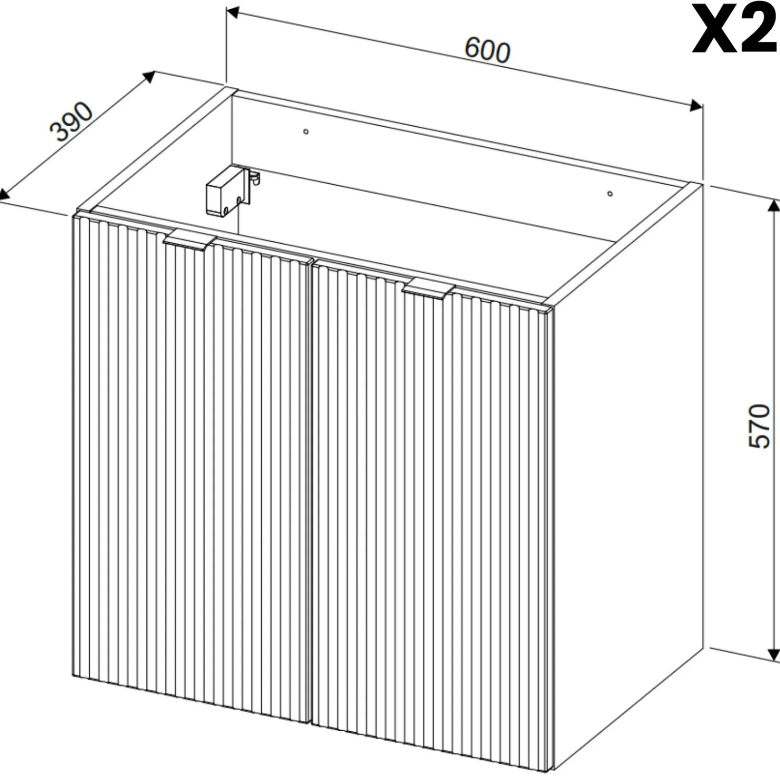 Garnero Arredamenti Mobile Bagno Sospeso-Mobile bagno sospeso 120cm cannettato 4 ante nero rovere Cleany