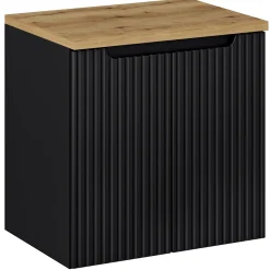 Garnero Arredamenti Mobile Bagno Sospeso-Mobile bagno sospeso 60cm cannettato 2 ante rovere Cleany Nero