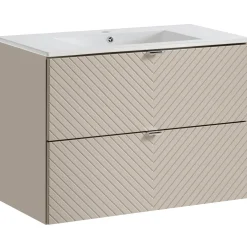 Garnero Arredamenti Mobile Bagno Sospeso-Mobile bagno sospeso 80cm con lavabo 2 cassetti beige cashmere Neutry