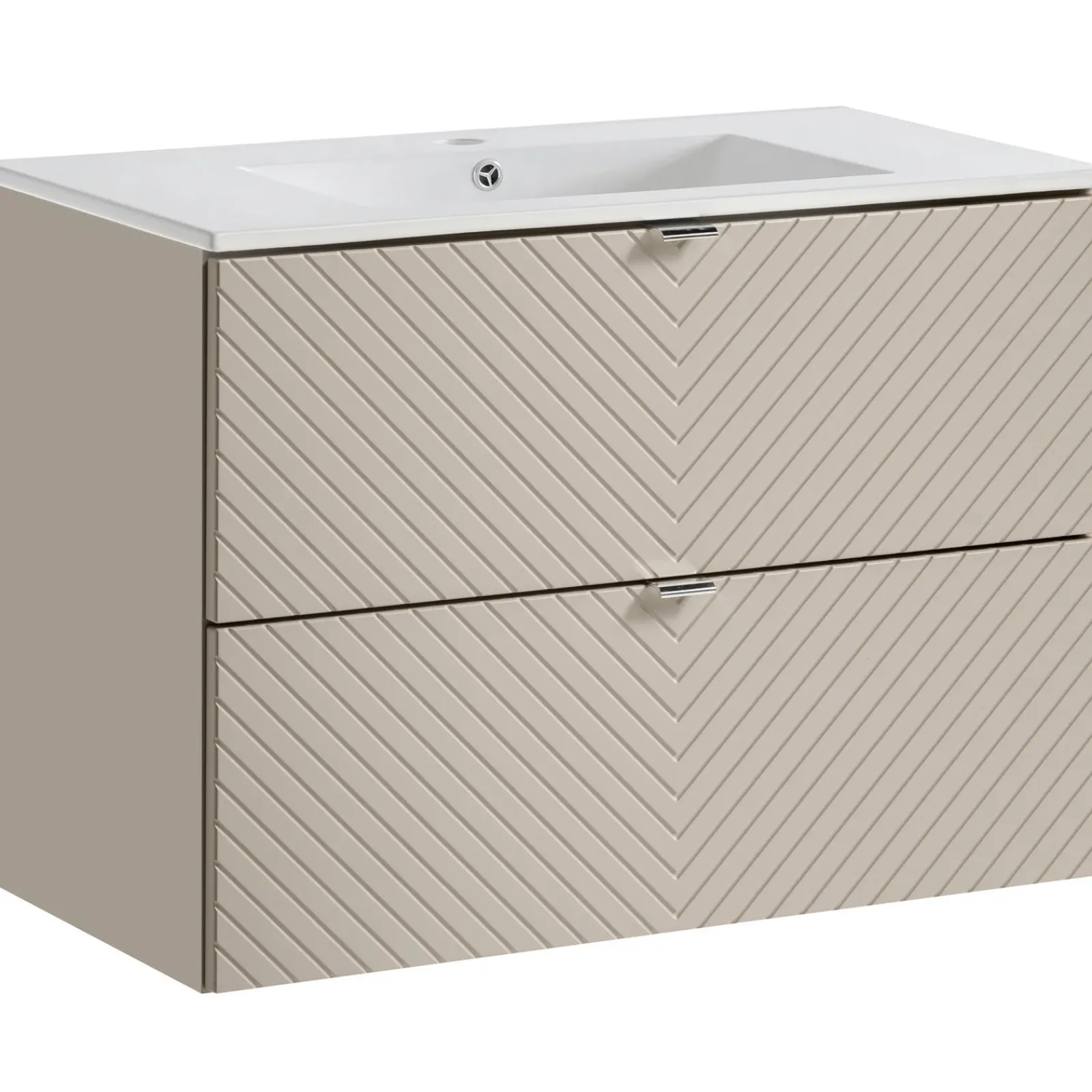 Garnero Arredamenti Mobile Bagno Sospeso-Mobile bagno sospeso 80cm con lavabo 2 cassetti beige cashmere Neutry