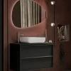 Garnero Arredamenti Mobile Bagno Sospeso-Mobile bagno sospeso 92cm con lavabo e specchio nero frassinato Absolut