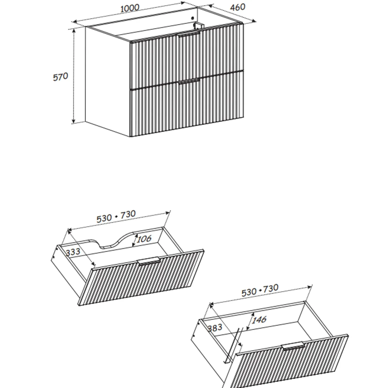 Garnero Arredamenti Mobile Bagno Sospeso-Mobile bagno sospeso 100cm cm con lavabo, specchio, colonna e cubotti quercia antracite Limpid