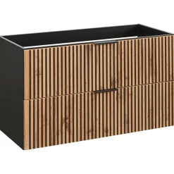 Garnero Arredamenti Mobile Bagno Sospeso-Mobile bagno sospeso 100cm cm con lavabo, specchio, colonna e cubotti quercia antracite Limpid