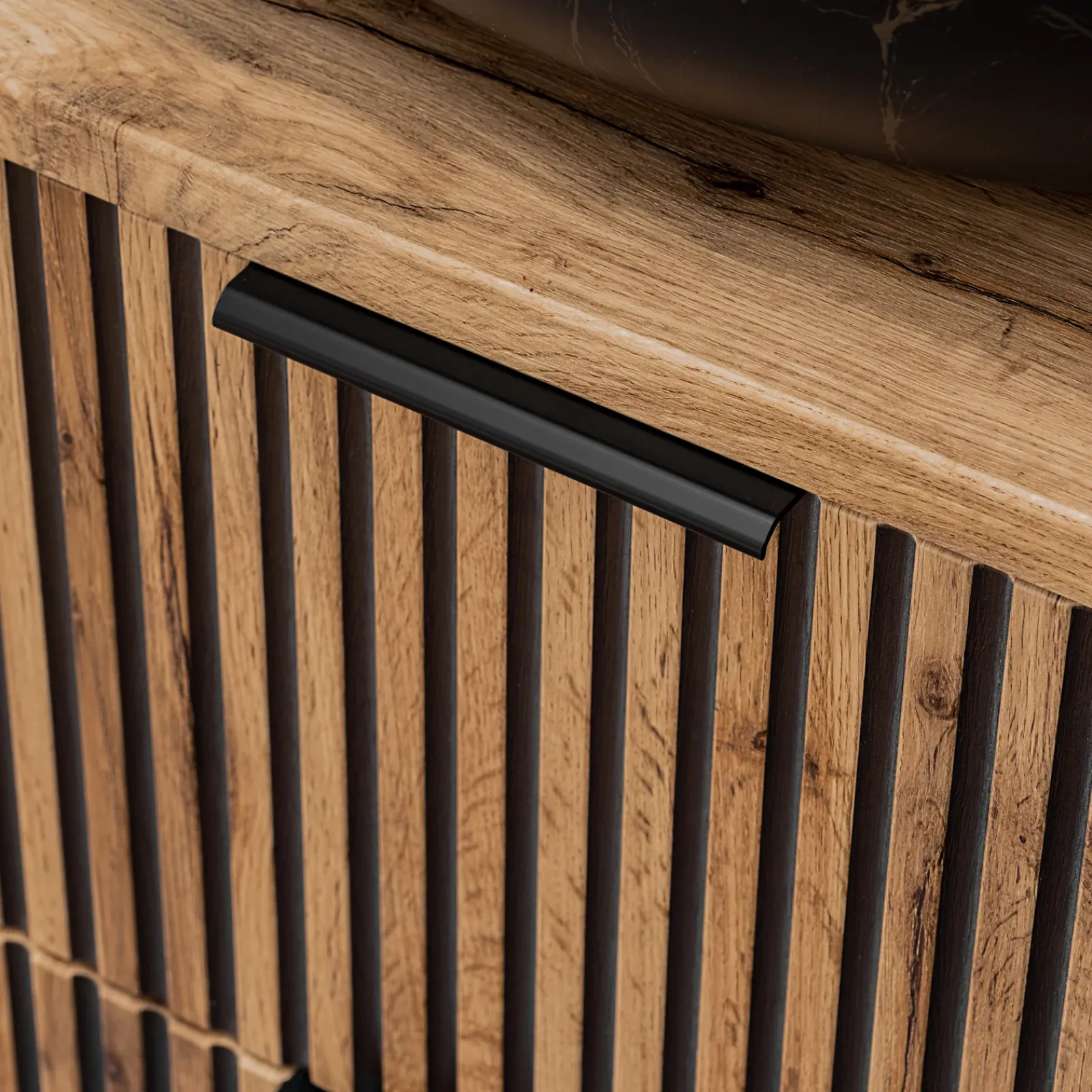 Garnero Arredamenti Mobile Bagno Sospeso-Mobile bagno sospeso 100cm cm con lavabo, specchio, colonna e cubotti quercia antracite Limpid