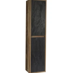 Garnero Arredamenti Mobile Bagno Sospeso-Mobile bagno sospeso 100cm con lavabo, mobile specchio e colonna rovere antracite Stony