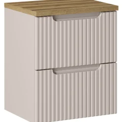 Garnero Arredamenti Mobile Bagno Sospeso-Mobile bagno sospeso 50cm cannettato 2 cassetti rovere Cleany Beige