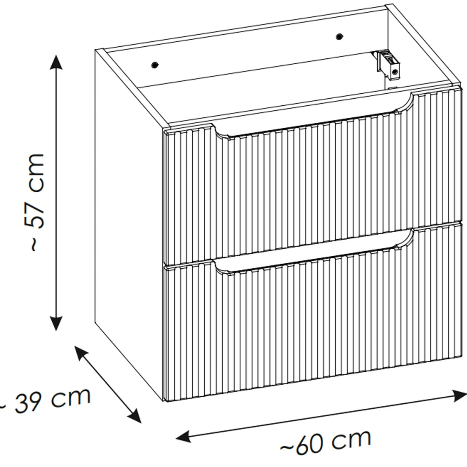 Garnero Arredamenti Mobile Bagno Sospeso-Mobile bagno sospeso 80cm cannettato 2 cassetti e vani bianco rovere Cleany Bianco Opaco