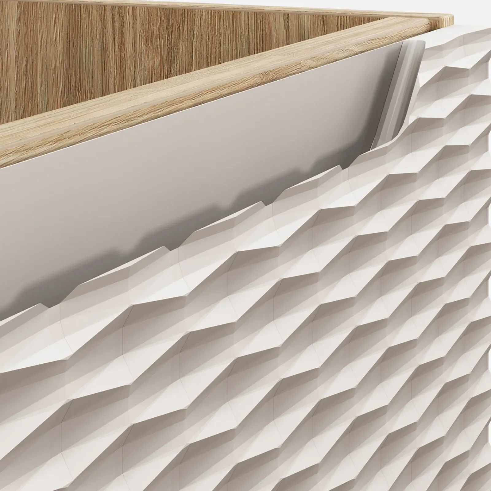 Garnero Arredamenti Mobile Bagno Sospeso-Mobile bagno sospeso 90cm con lavabo da incasso beige rovere Swim Beige - Rovere