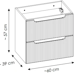 Garnero Arredamenti Mobile Bagno Sospeso-Mobile bagno sospeso 80cm cannettato 2 cassetti e vani rovere Cleany Beige