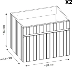 Garnero Arredamenti Mobile Bagno Sospeso-Mobile bagno sospeso 140cm cannettato 2 cassettoni quercia Autentic Bianco