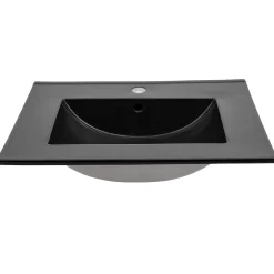 Garnero Arredamenti Mobile Bagno Sospeso-Mobile bagno sospeso 60cm cm con lavabo nero da incasso quercia antracite Limpid