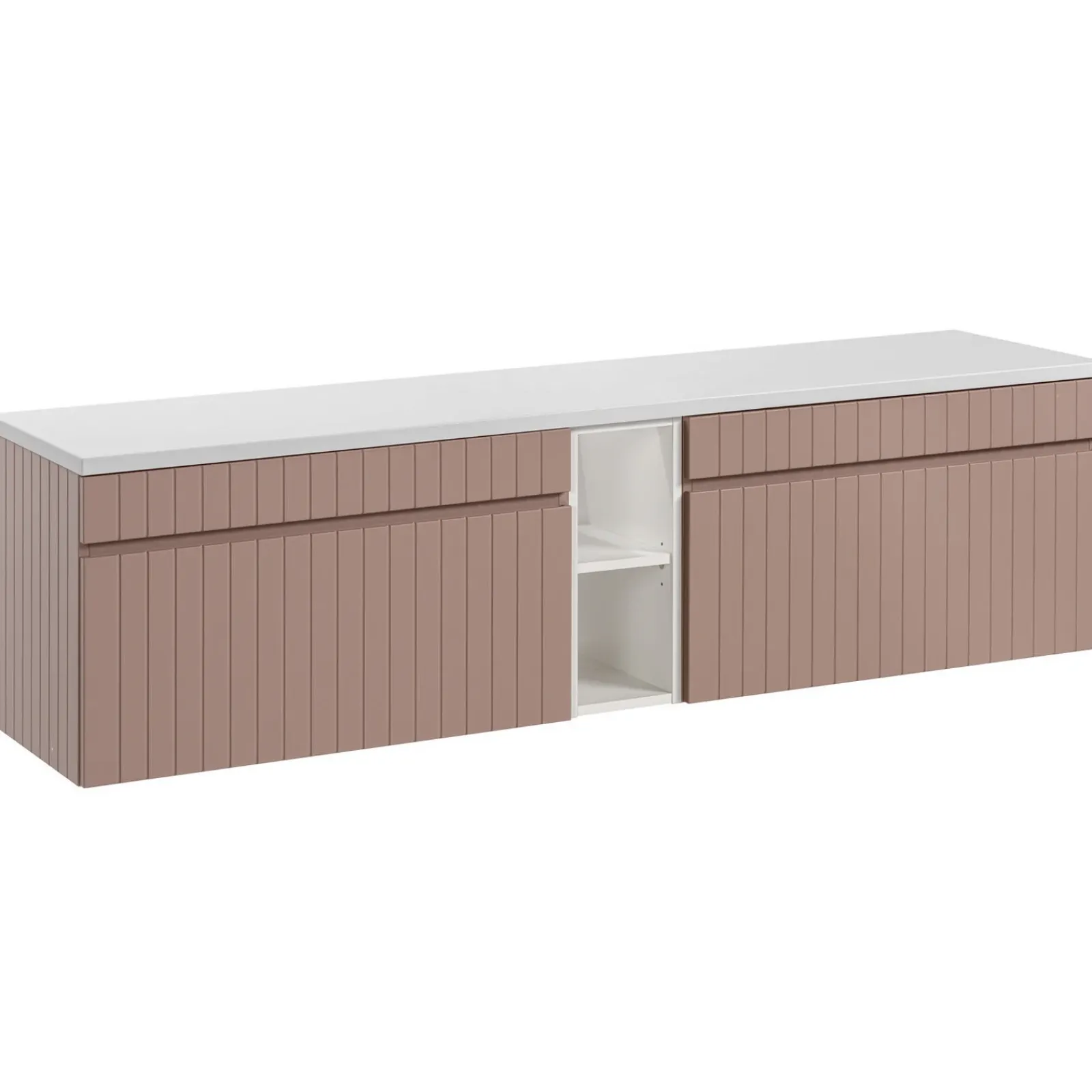 Garnero Arredamenti Mobile Bagno Sospeso-Mobile bagno sospeso 180cm cannettato 2 cassettoni Autentic Rosa