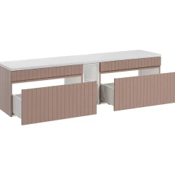 Garnero Arredamenti Mobile Bagno Sospeso-Mobile bagno sospeso 180cm cannettato 2 cassettoni Autentic Rosa