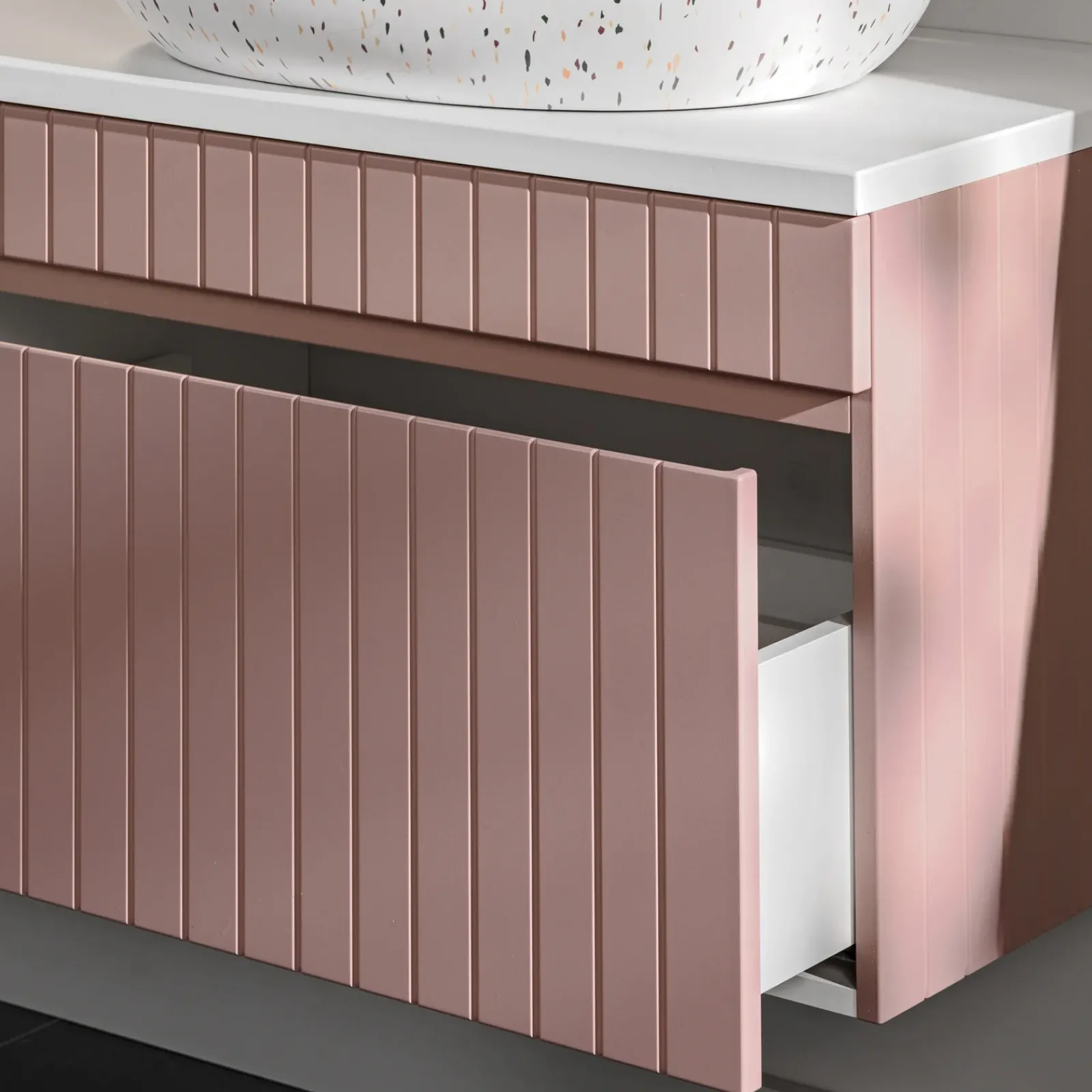 Garnero Arredamenti Mobile Bagno Sospeso-Mobile bagno sospeso 180cm cannettato 2 cassettoni Autentic Rosa
