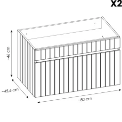 Garnero Arredamenti Mobile Bagno Sospeso-Mobile bagno sospeso 160cm cannettato con 2 lavabi, colonna e specchio rosa Autentic