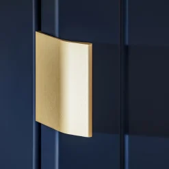 Garnero Arredamenti Mobile Bagno Sospeso-Mobile bagno sospeso 60cm con lavabo, specchio rotondo e colonna cannettato blu Deep