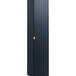 Garnero Arredamenti Mobile Bagno Sospeso-Mobile bagno sospeso 60cm con lavabo, specchio rotondo e colonna cannettato blu Deep