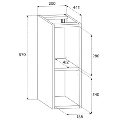 Garnero Arredamenti Mobile Bagno Sospeso-Mobile bagno sospeso 80cm cannettato 2 cassetti e vani rovere Cleany Nero