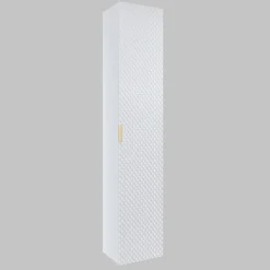 Garnero Arredamenti Mobile Bagno Sospeso-Mobile bagno sospeso 80cm con colonna bianco frontali decorati Konny Bianco Lucido - Bianco opaco