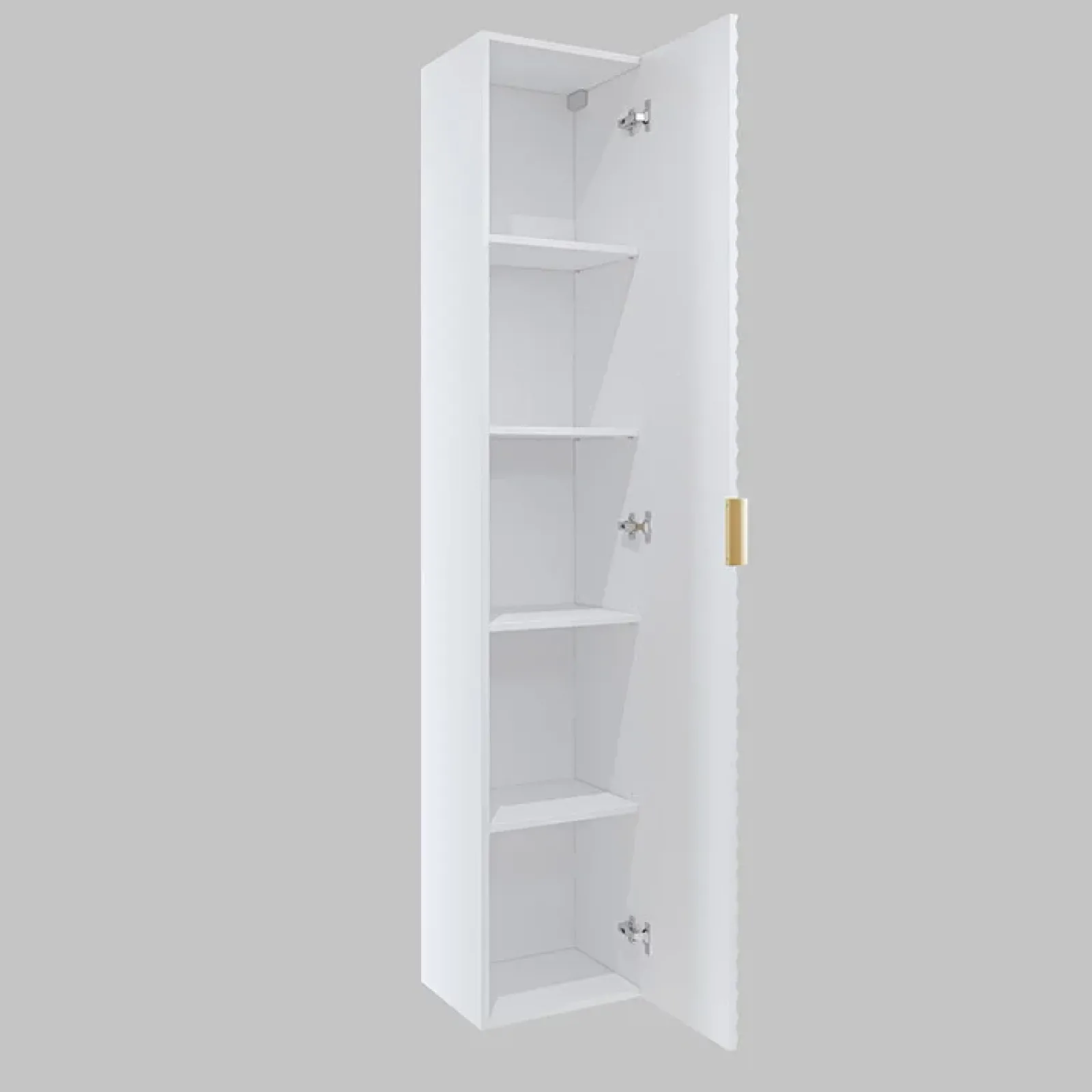 Garnero Arredamenti Mobile Bagno Sospeso-Mobile bagno sospeso 80cm con colonna bianco frontali decorati Konny Bianco Lucido - Bianco opaco