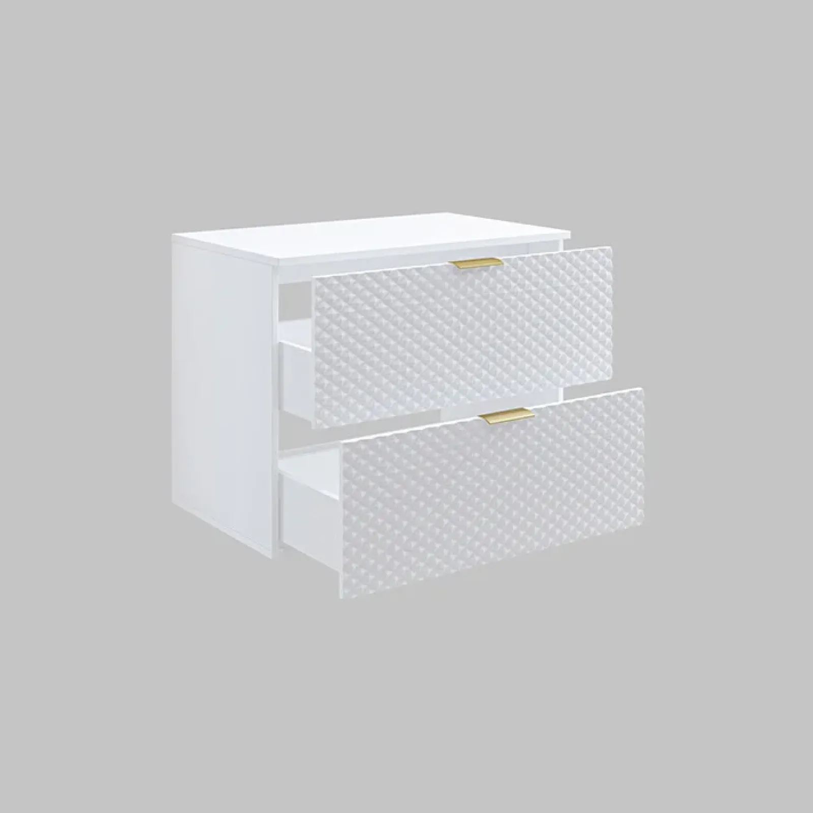 Garnero Arredamenti Mobile Bagno Sospeso-Mobile bagno sospeso 80cm con colonna bianco frontali decorati Konny Bianco Lucido - Bianco opaco