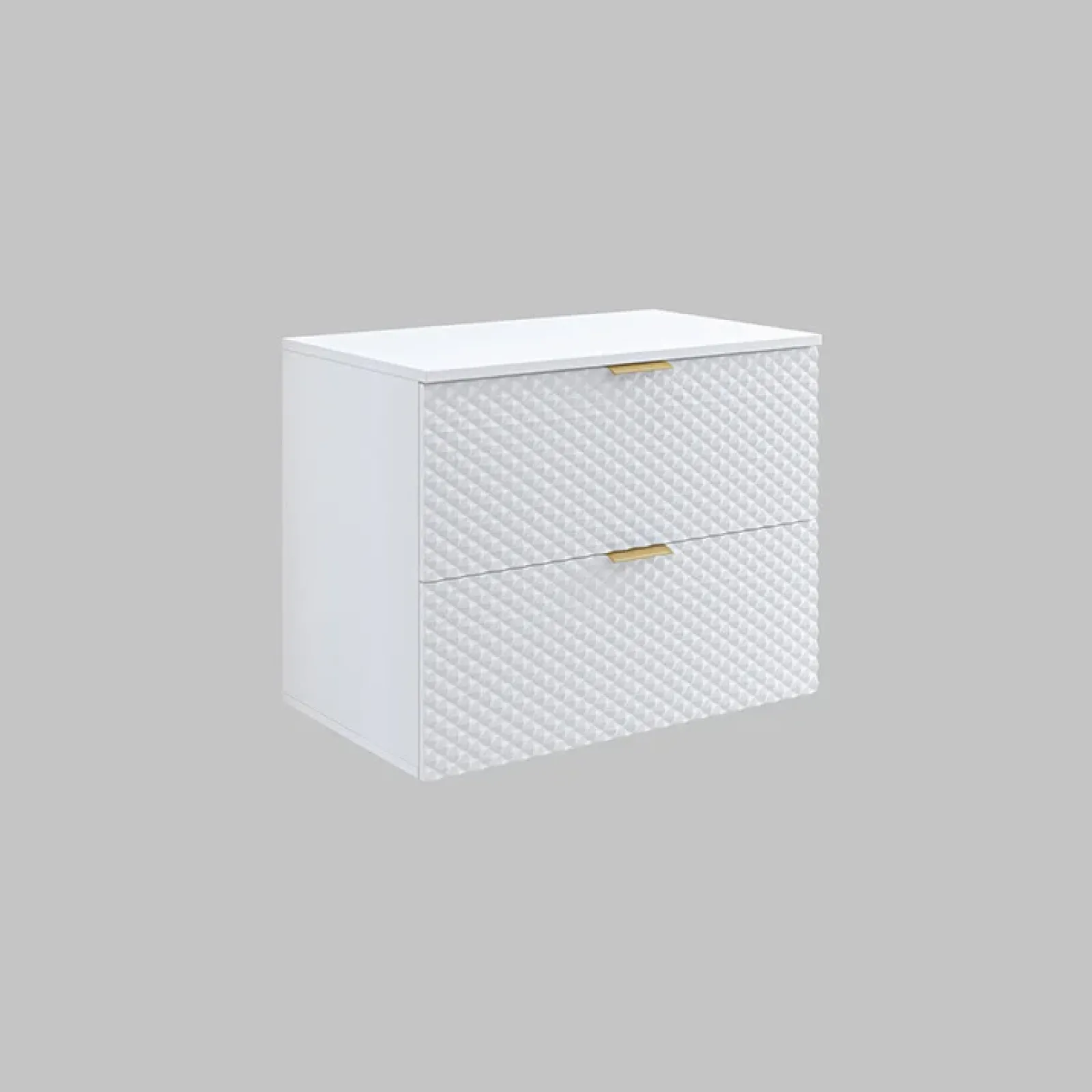 Garnero Arredamenti Mobile Bagno Sospeso-Mobile bagno sospeso 80cm con colonna bianco frontali decorati Konny Bianco Lucido - Bianco opaco