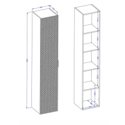 Garnero Arredamenti Mobile Bagno Sospeso-Mobile bagno sospeso 80cm con colonna bianco frontali decorati Konny Bianco Lucido - Bianco opaco