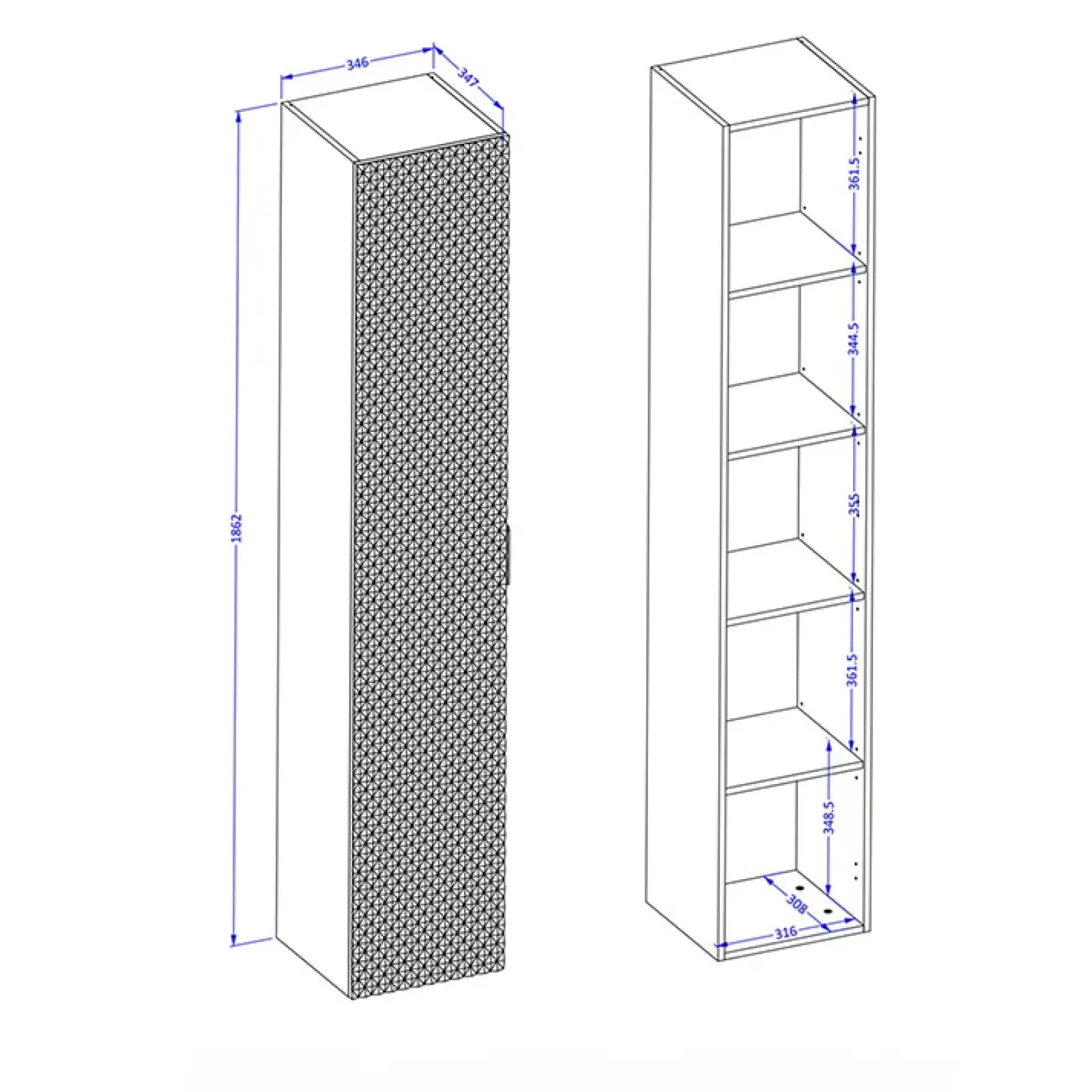 Garnero Arredamenti Mobile Bagno Sospeso-Mobile bagno sospeso 80cm con colonna bianco frontali decorati Konny Bianco Lucido - Bianco opaco