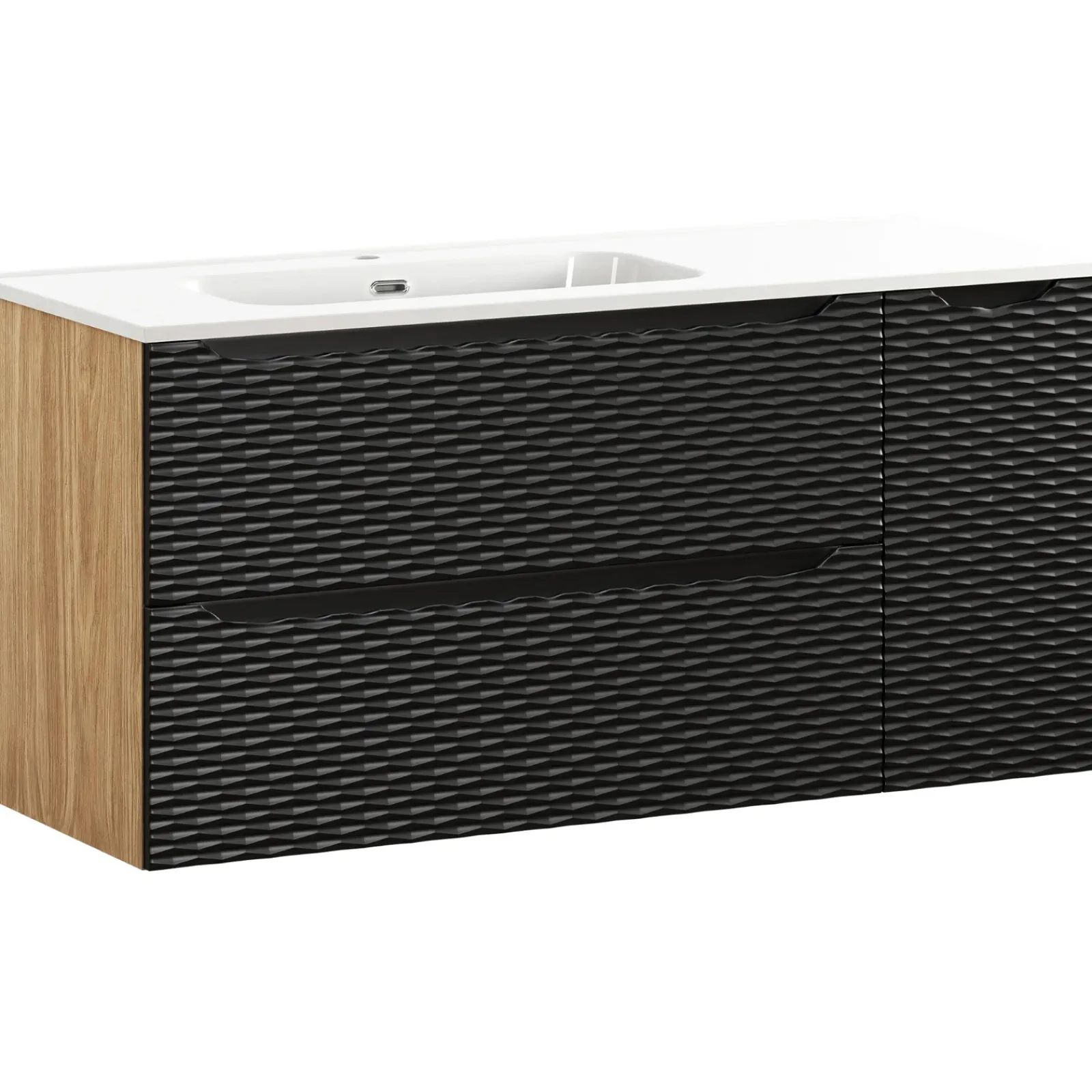 Garnero Arredamenti Mobile Bagno Sospeso-Mobile bagno sospeso 120cm con lavabo da incasso nero rovere Swim Nero - Rovere