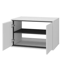 Garnero Arredamenti Mobile Bagno Sospeso-Mobile bagno sospeso 78cm con specchio e colonna nero Linda Bianco Lucido