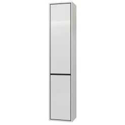 Garnero Arredamenti Mobile Bagno Sospeso-Mobile bagno sospeso 78cm con specchio e colonna nero Linda Bianco Lucido