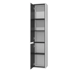 Garnero Arredamenti Mobile Bagno Sospeso-Mobile bagno sospeso 78cm con specchio e colonna nero Linda Bianco Lucido