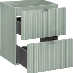 Garnero Arredamenti Mobile Bagno Sospeso-Mobile bagno sospeso 50cm cannettato 2 cassetti verde salvia rovere Greeny