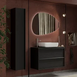 Garnero Arredamenti Mobile Bagno Sospeso-Mobile bagno sospeso 79cm con lavabo 2 cassetti nero frassinato Absolut