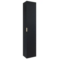 Garnero Arredamenti Mobile Bagno Sospeso-Mobile bagno sospeso 61cm con colonna nero frontali decorati Konny Nero Lucido - Nero opaco