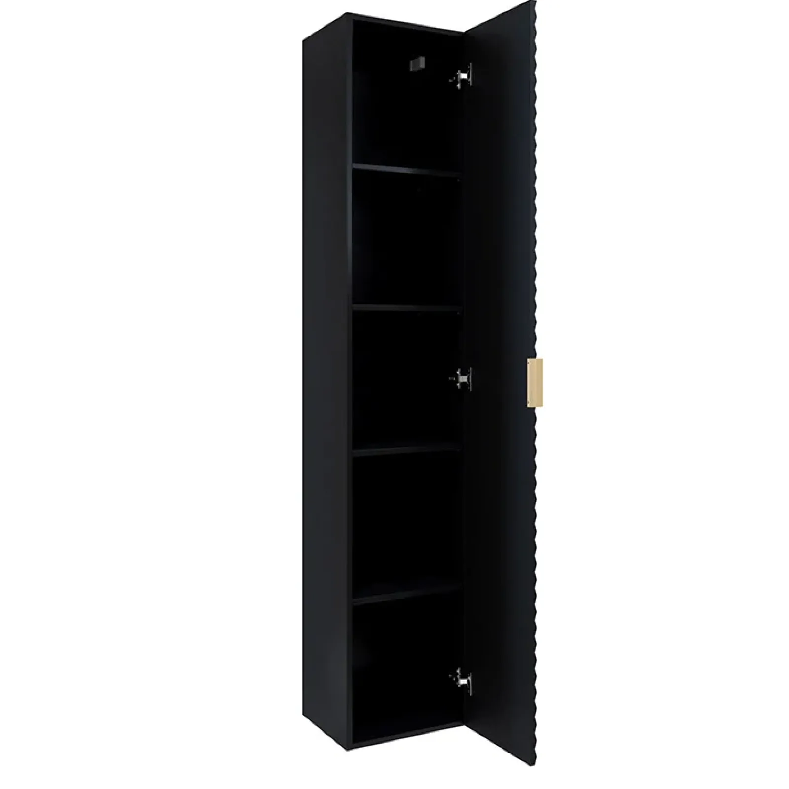 Garnero Arredamenti Mobile Bagno Sospeso-Mobile bagno sospeso 61cm con colonna nero frontali decorati Konny Nero Lucido - Nero opaco