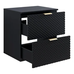 Garnero Arredamenti Mobile Bagno Sospeso-Mobile bagno sospeso 61cm con colonna nero frontali decorati Konny Nero Lucido - Nero opaco