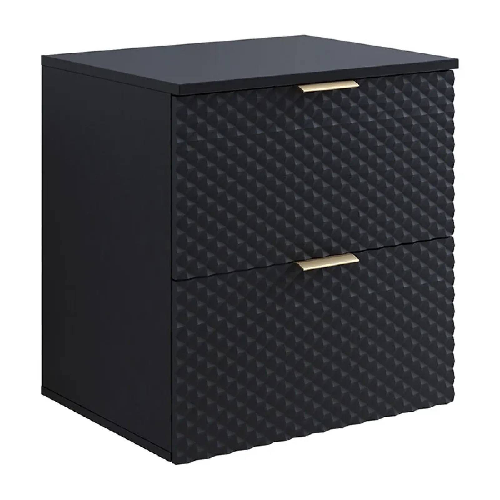 Garnero Arredamenti Mobile Bagno Sospeso-Mobile bagno sospeso 61cm con colonna nero frontali decorati Konny Nero Lucido - Nero opaco