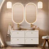 Garnero Arredamenti Mobile Bagno Sospeso-Mobile bagno sospeso 120cm fresato 4 cassetti beige Sand
