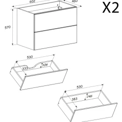 Garnero Arredamenti Mobile Bagno Sospeso-Mobile bagno sospeso 120cm fresato 4 cassetti beige Sand