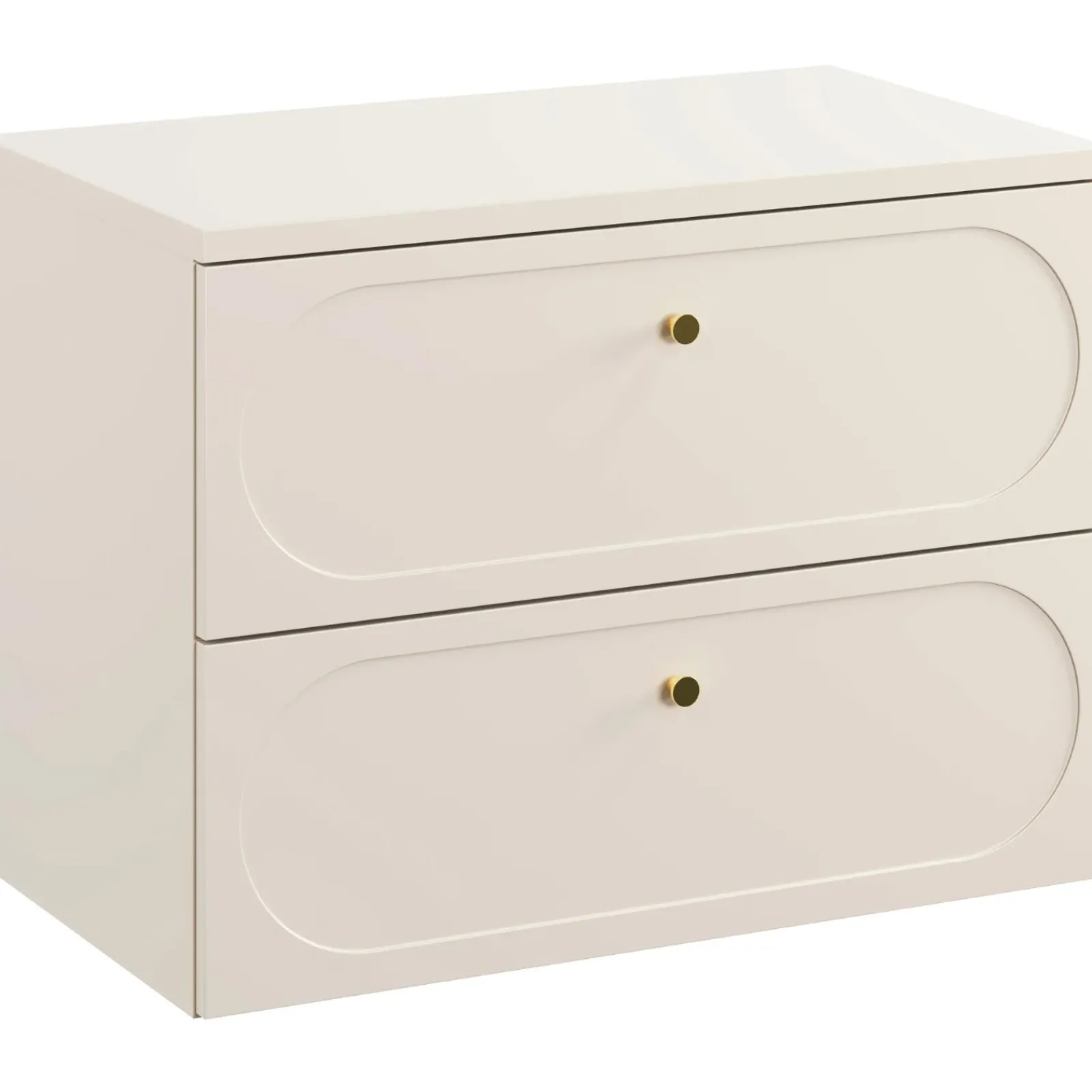 Garnero Arredamenti Mobile Bagno Sospeso-Mobile bagno sospeso 80cm fresato 2 cassetti beige Sand