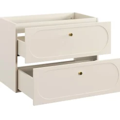 Garnero Arredamenti Mobile Bagno Sospeso-Mobile bagno sospeso 80cm fresato 2 cassetti beige Sand