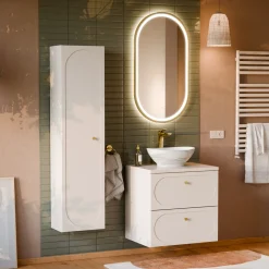 Garnero Arredamenti Mobile Bagno Sospeso-Mobile bagno sospeso 60cm fresato 2 cassetti beige Sand